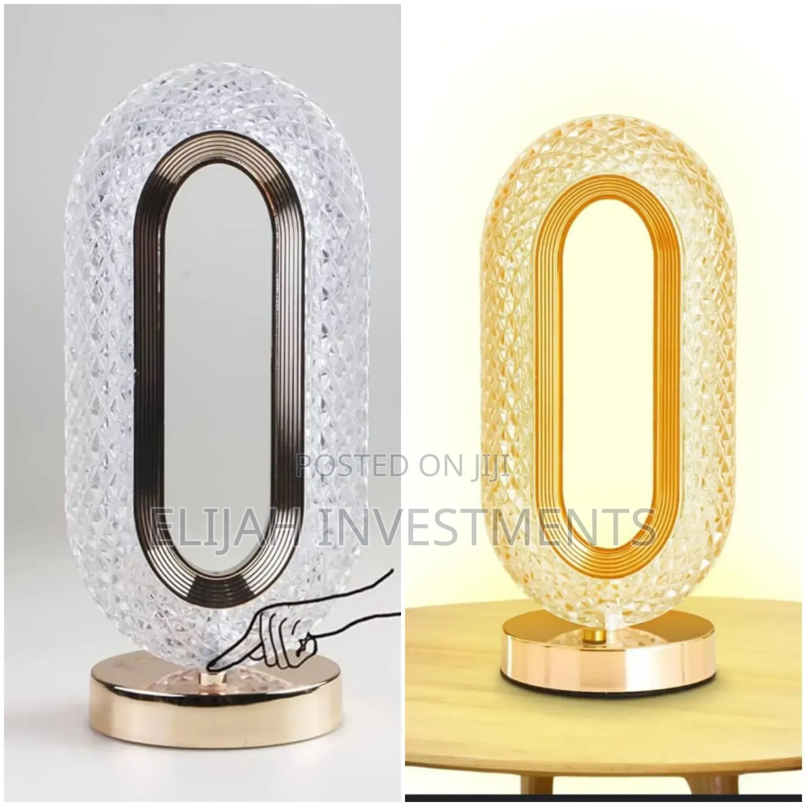 Stylish Oval Crystal Led Table Lamp.