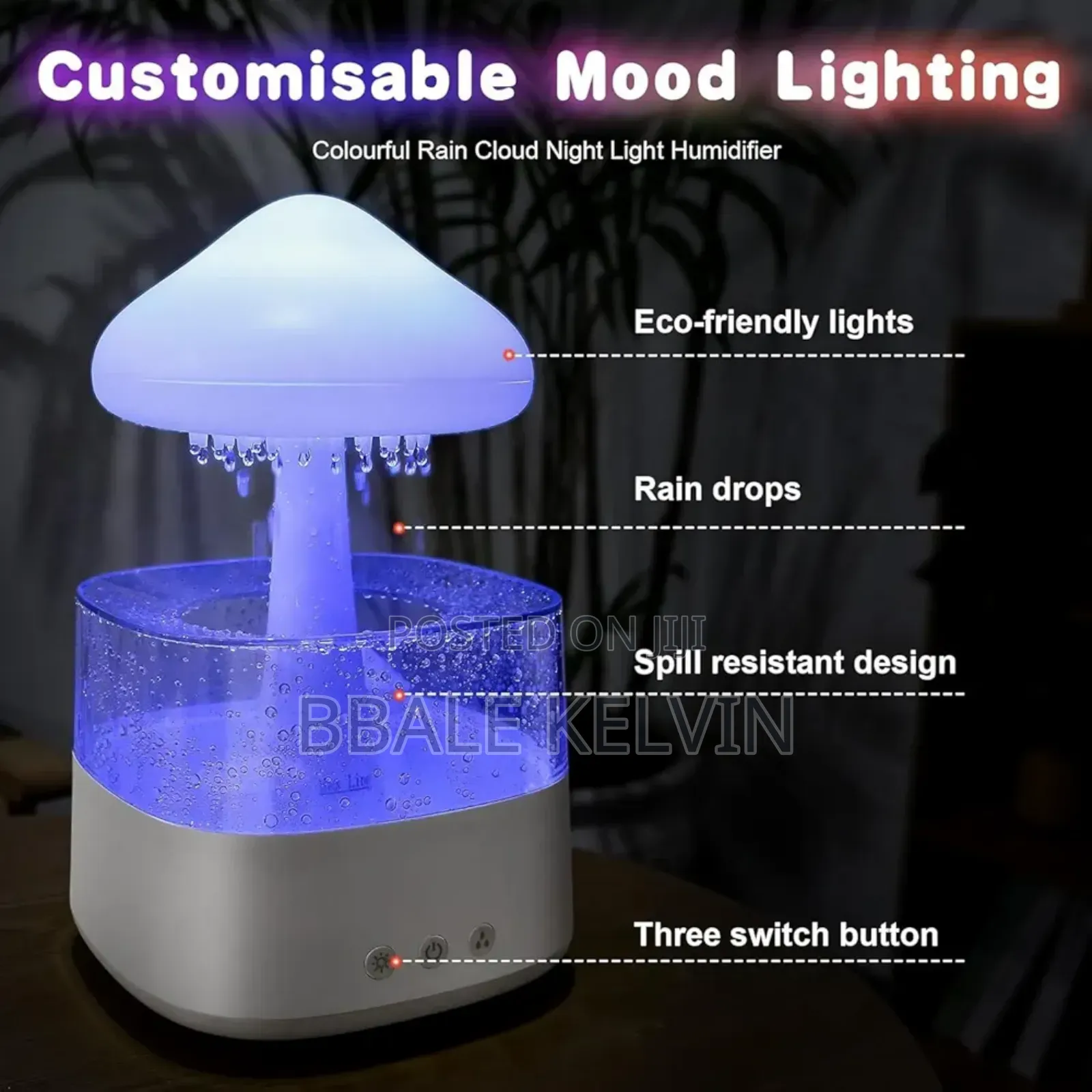 Rain Cloud Humidifier Diffuser With Water Drip Rain Sounds