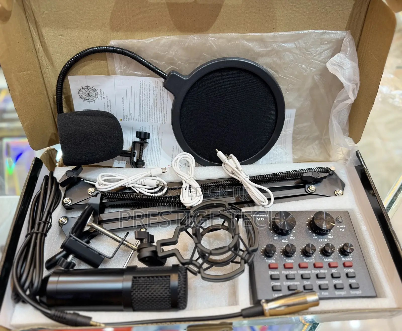 Bm800 Condenser Studio Microphone With V8 Soundcard Set