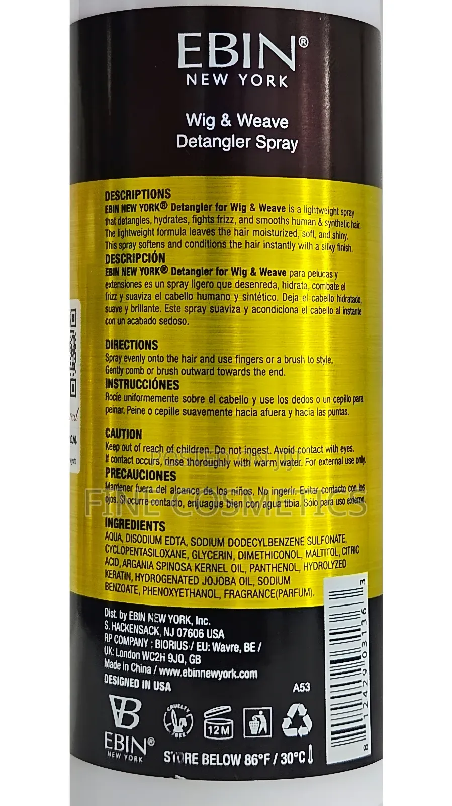 Executive Wig + Weave Shine Detangler Spray by Ebin New York