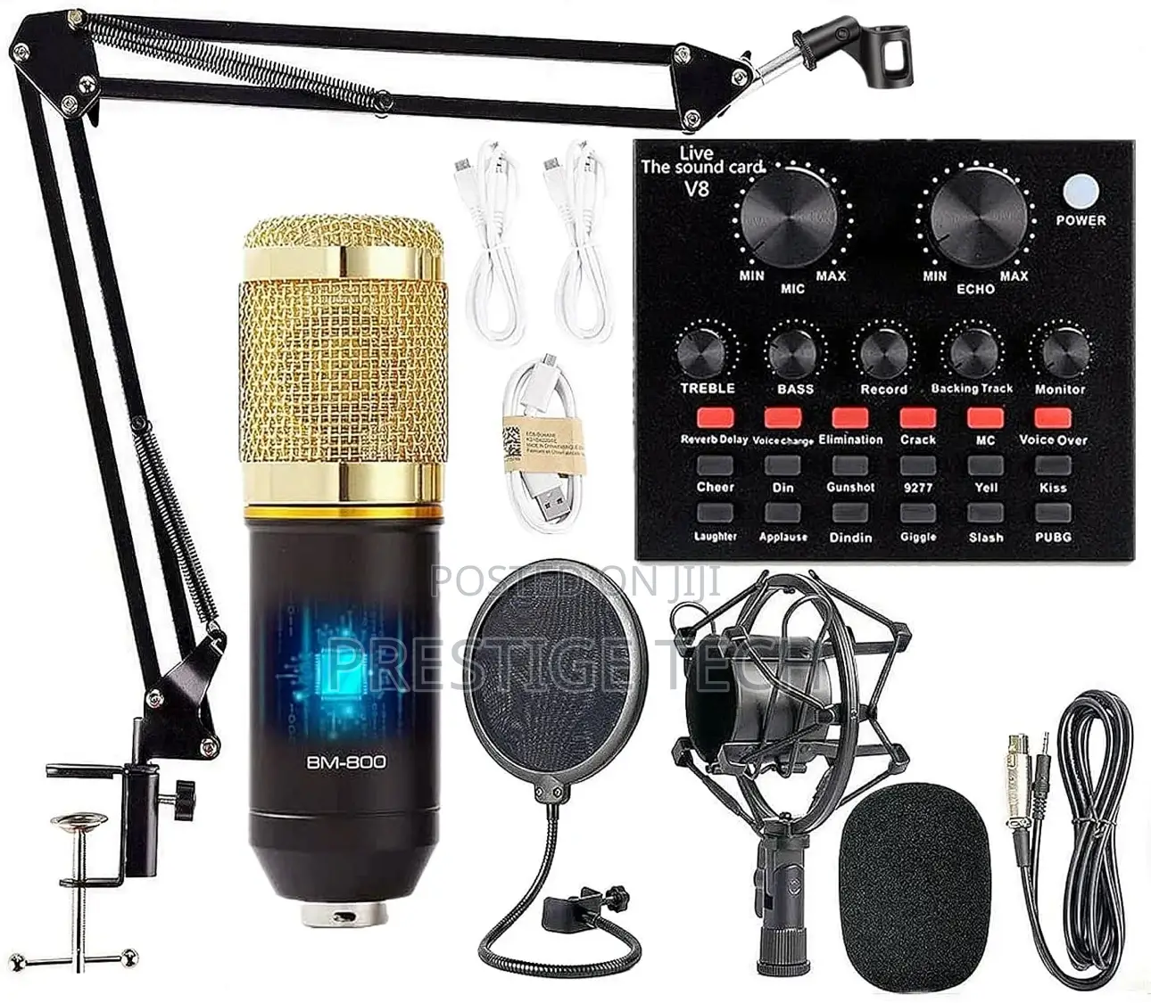 Bm800 Condenser Studio Microphone With V8 Soundcard Set