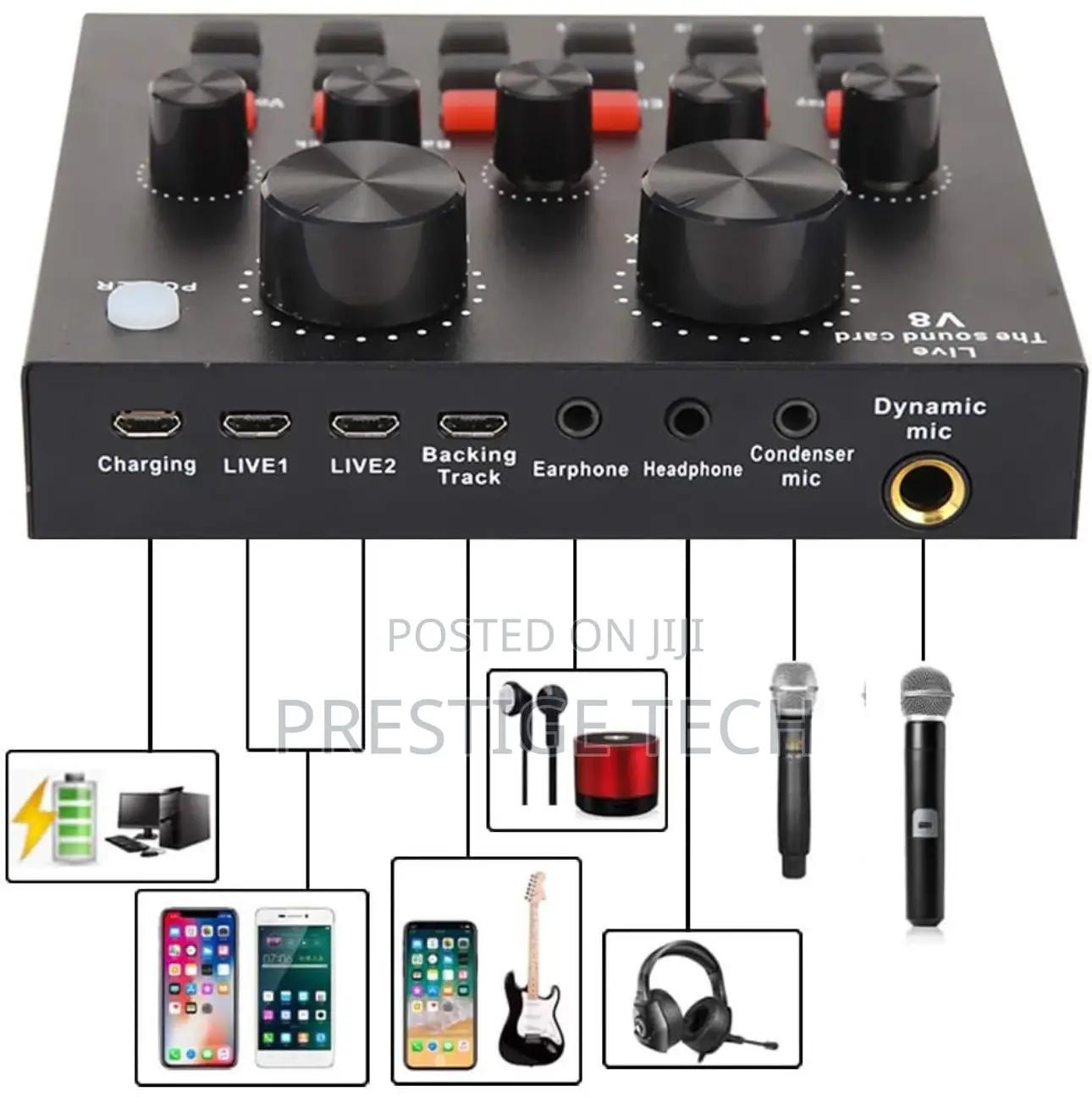 V8s Soundcard Set With Bm800 Condenser Microphone Full Set