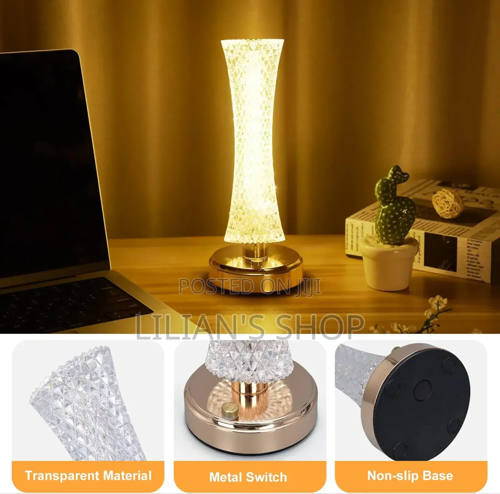 Touch Dimmable Crystal Table Lamp