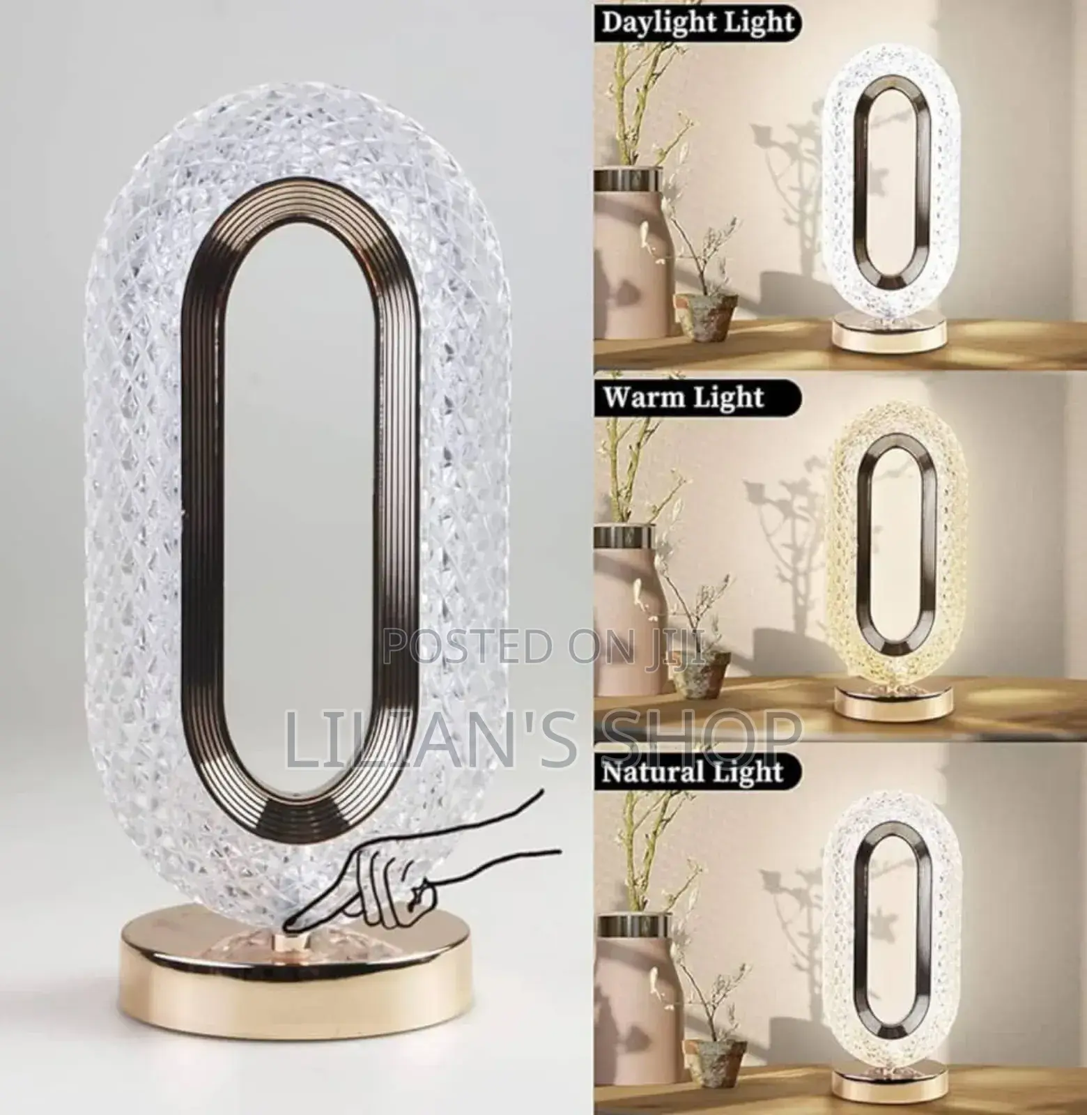 Oval Crystal LED Table Lamp