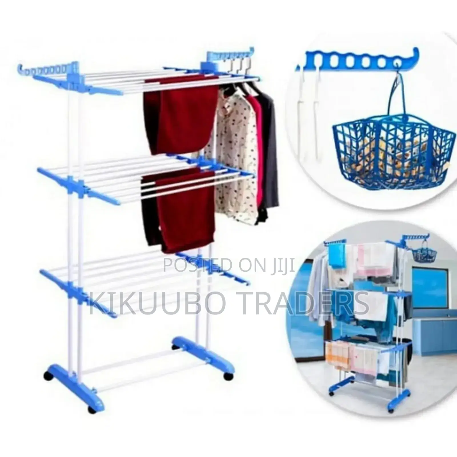 Foldable Heavy Duty Double Pole Clothes Rack