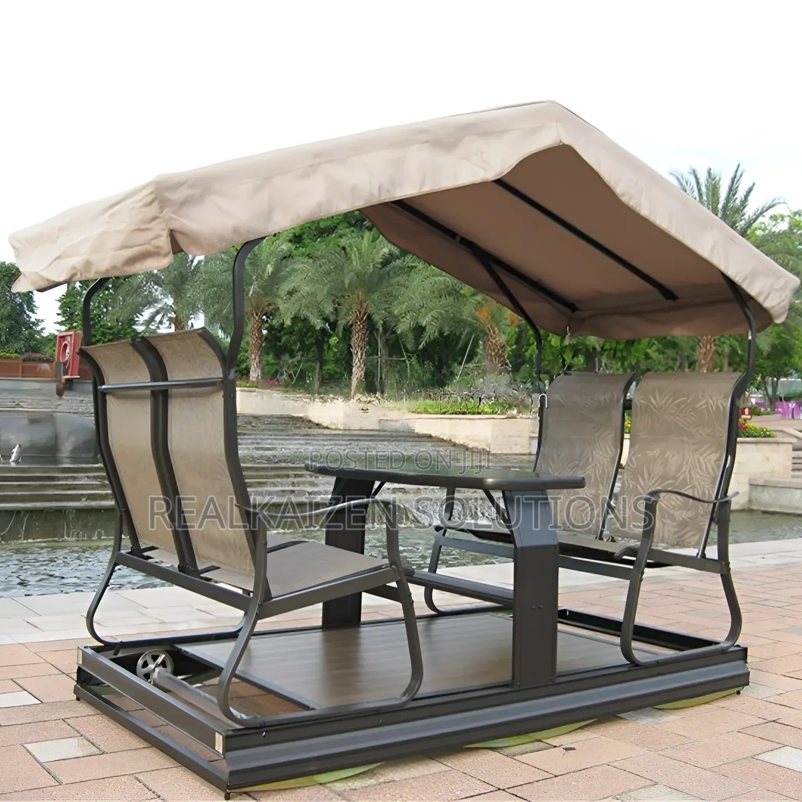 Outdoor 4 Seater Swing Chair With Pergola | Net and Table
