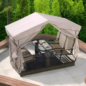 Outdoor 4 Seater Swing Chair With Pergola | Net and Table