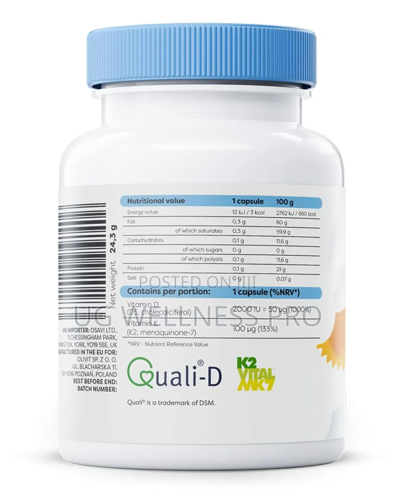 Osavi Vitamin D3 + , 2000IU + 100mcg - 60 Softgels