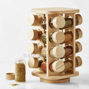 Kitchen 16-Jar Bamboo Countertop Spice Rack.