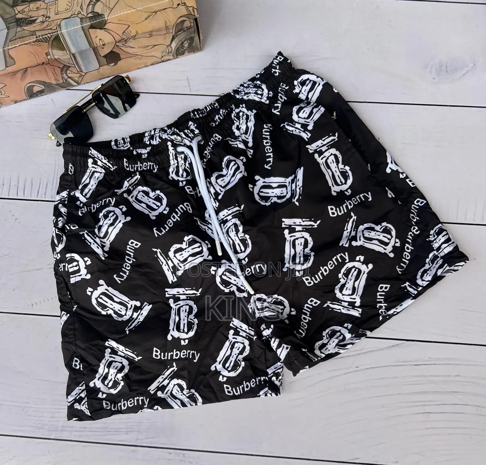 Burberry #Tb Black White Swim Shorts