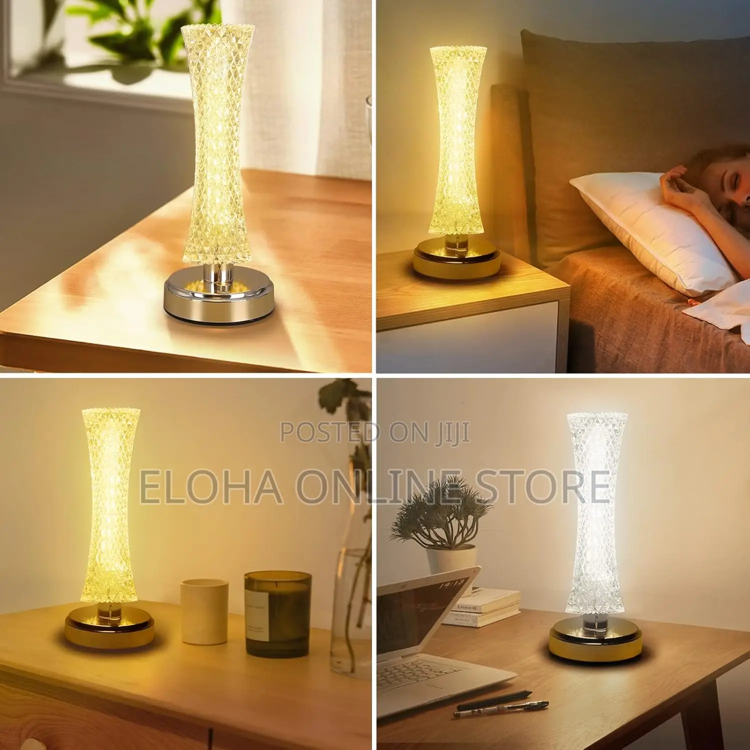 Dimmable Crystal Bedside Touch Lamp