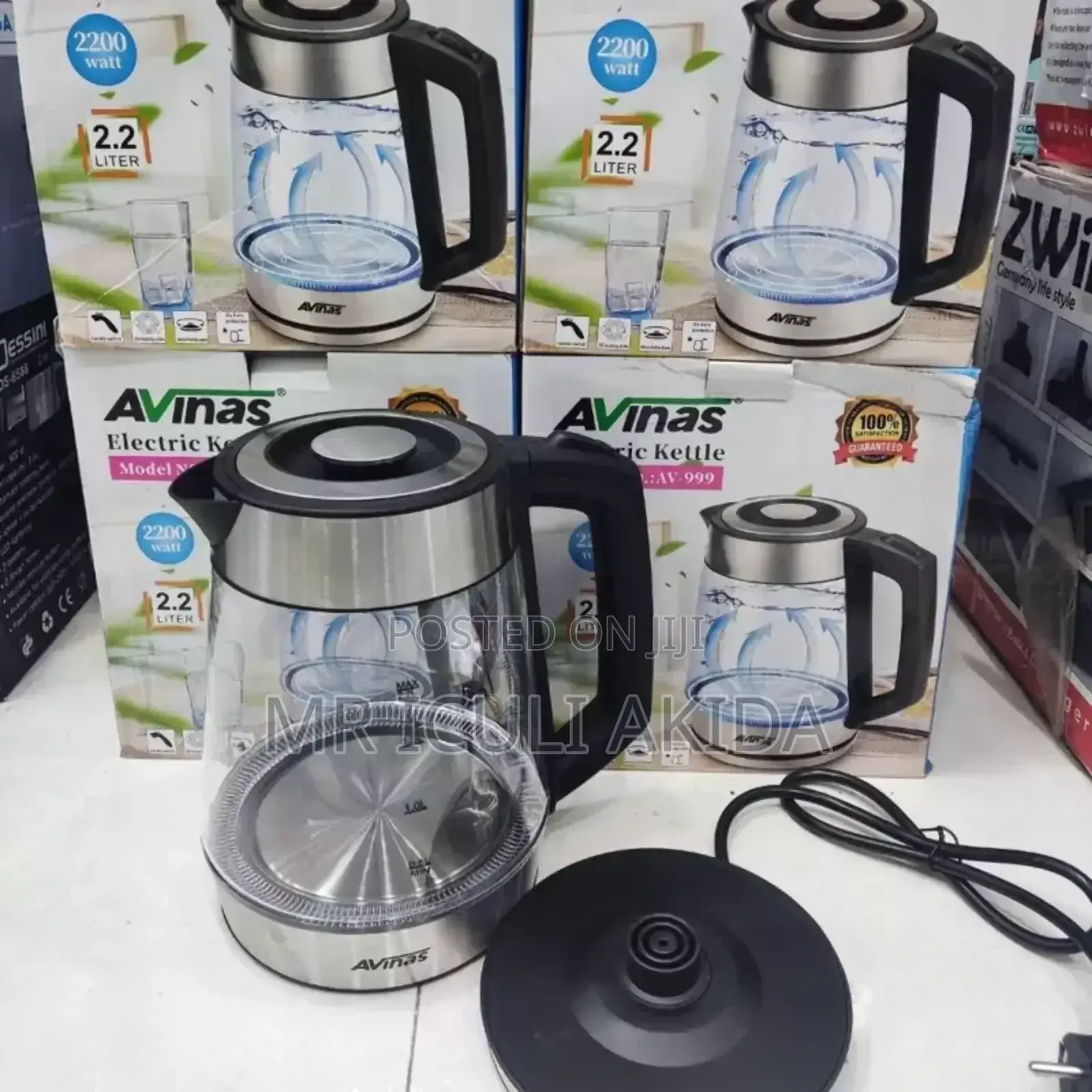 Avinas 2.2L Clear Glass Electric Milk Water Kettle