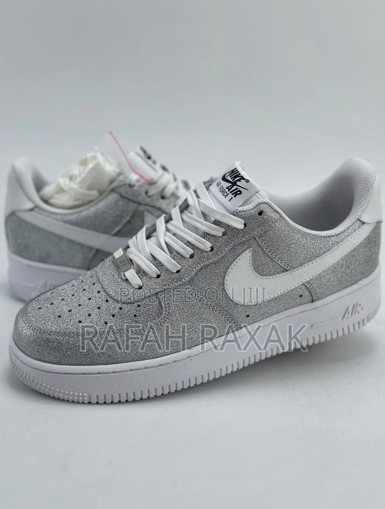 Original Silver Glitter Nike Air Force 1 Low Luxury Sneakers