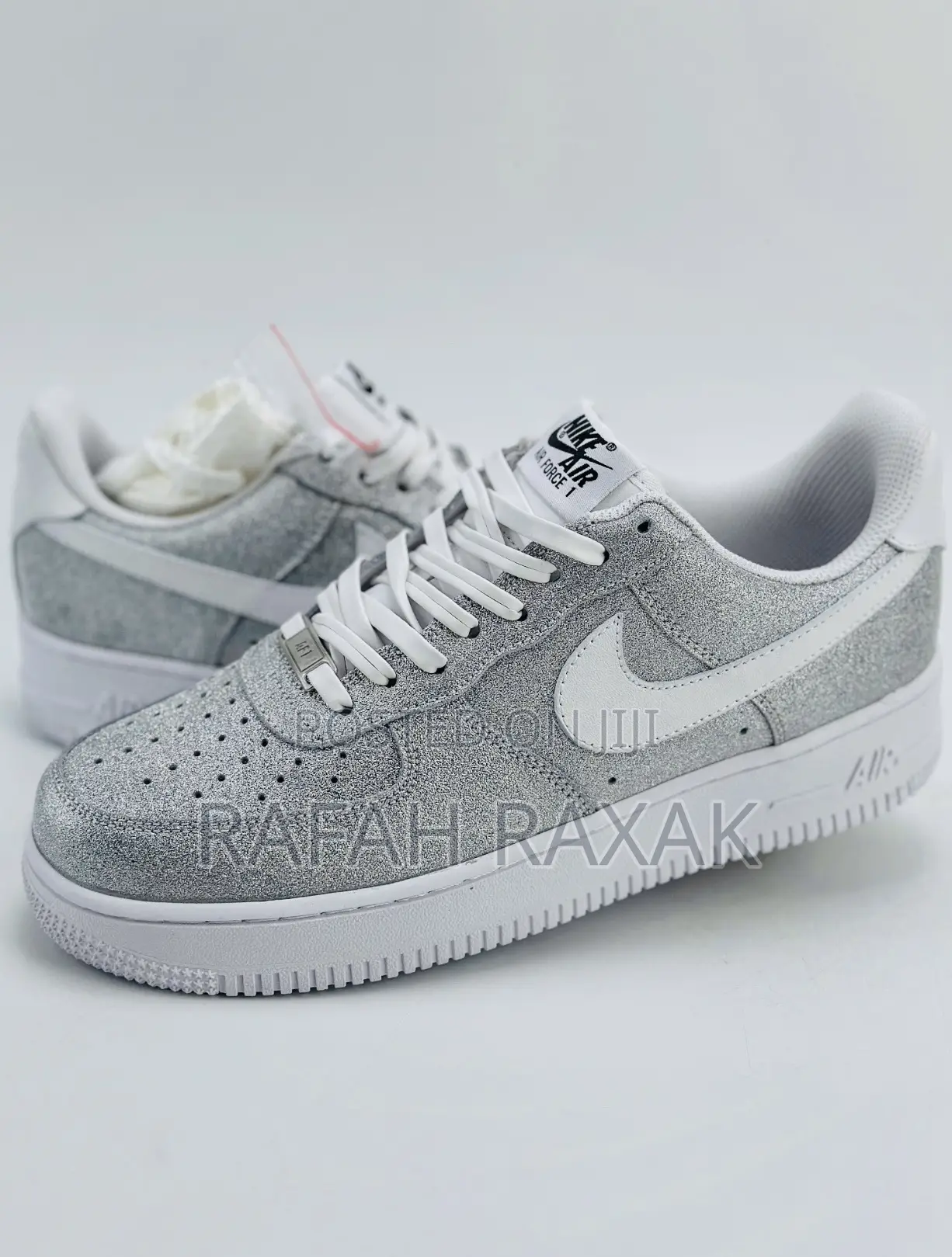 Original Silver Glitter Nike Air Force 1 Low Luxury Sneakers