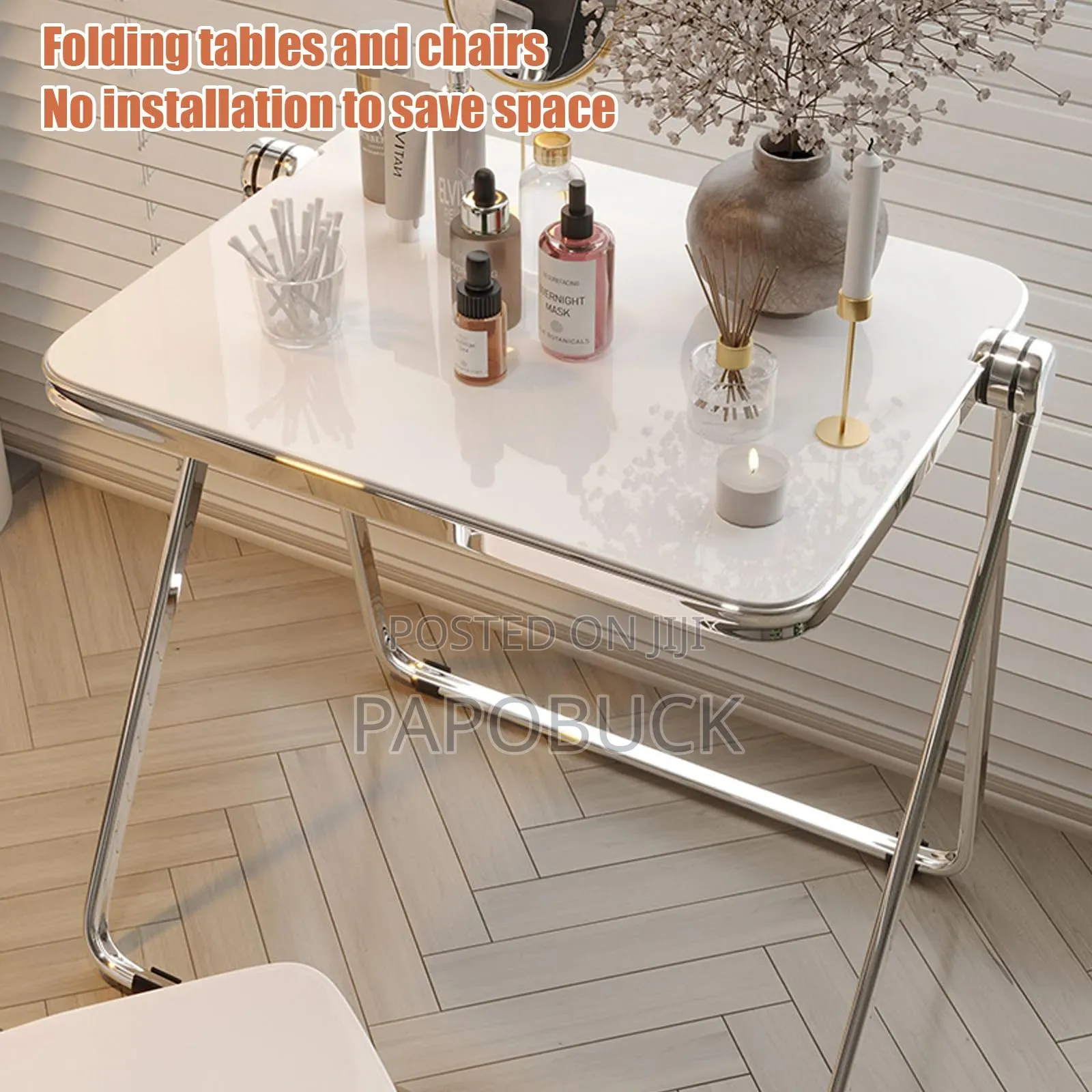 Folding Glass Acrylic Table