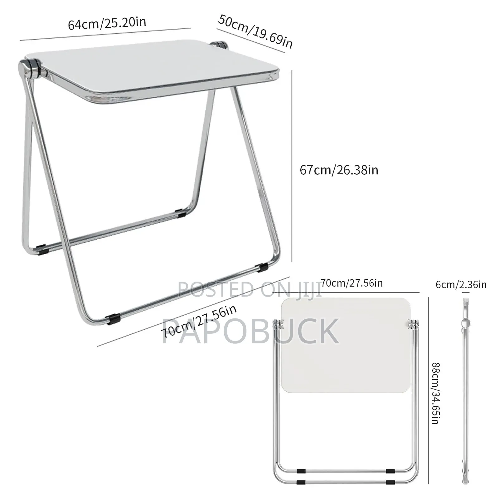 Folding Glass Acrylic Table
