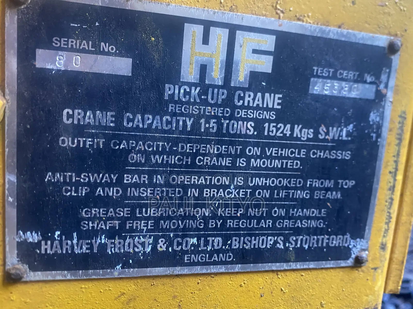 Harvey Frost Pickup Crane