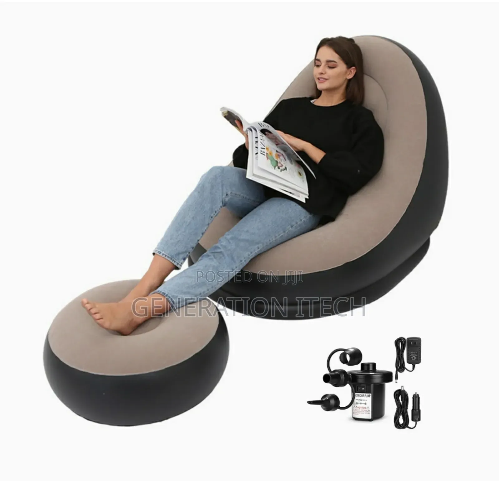 Inflatable Chair With Air Pump - For Living Room, Bedroom