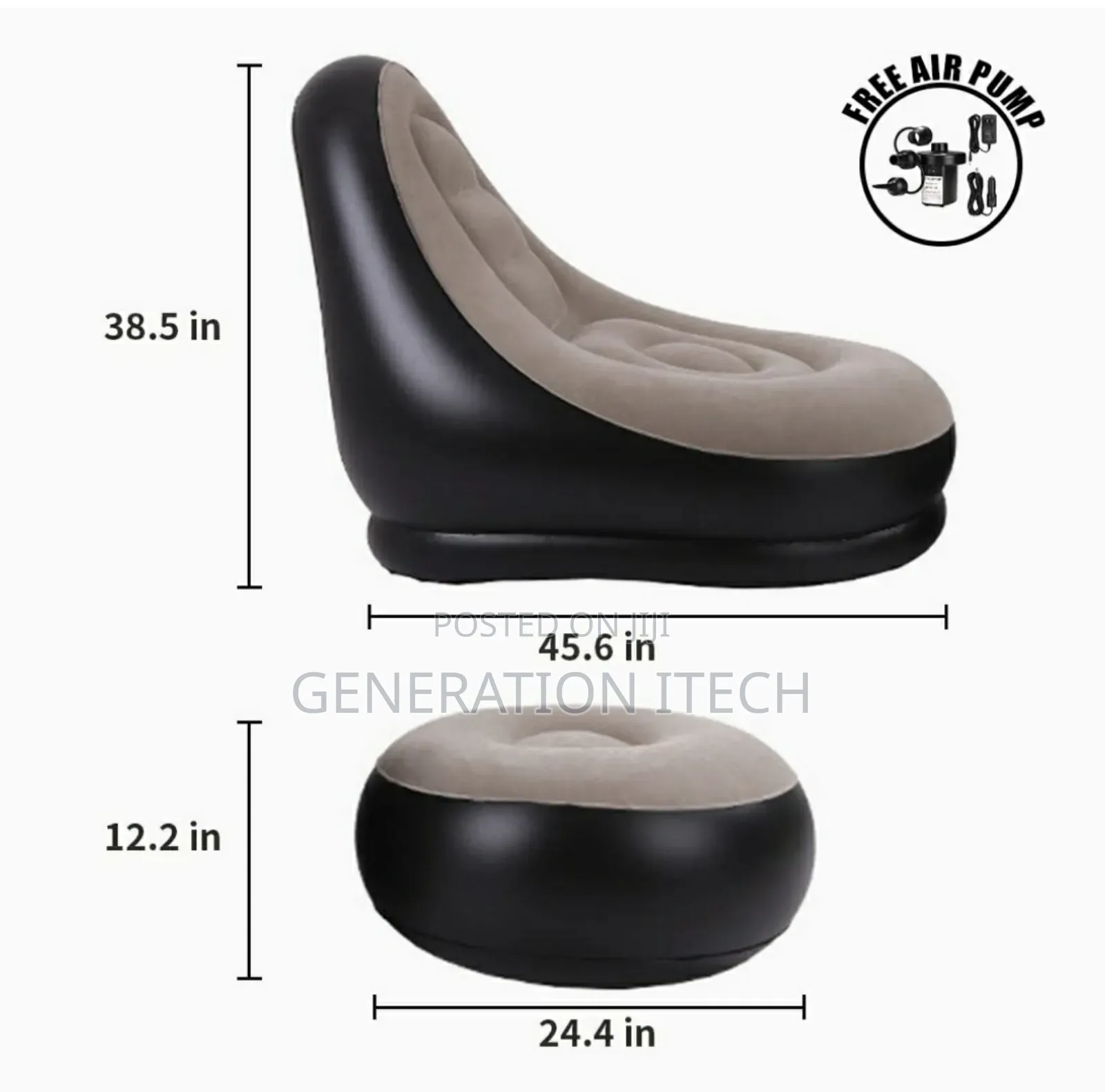 Inflatable Chair With Air Pump - For Living Room, Bedroom