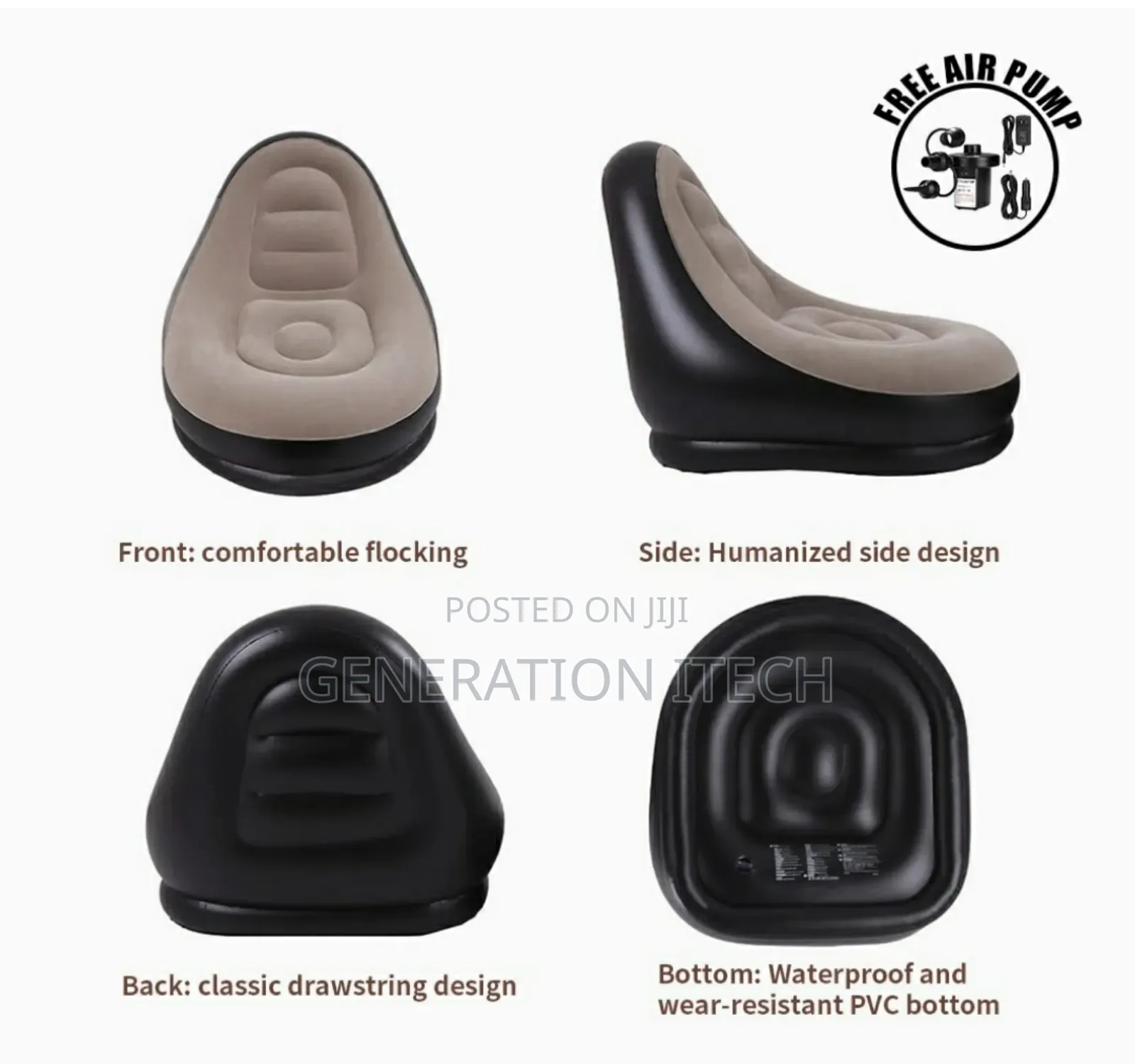 Inflatable Chair With Air Pump - For Living Room, Bedroom