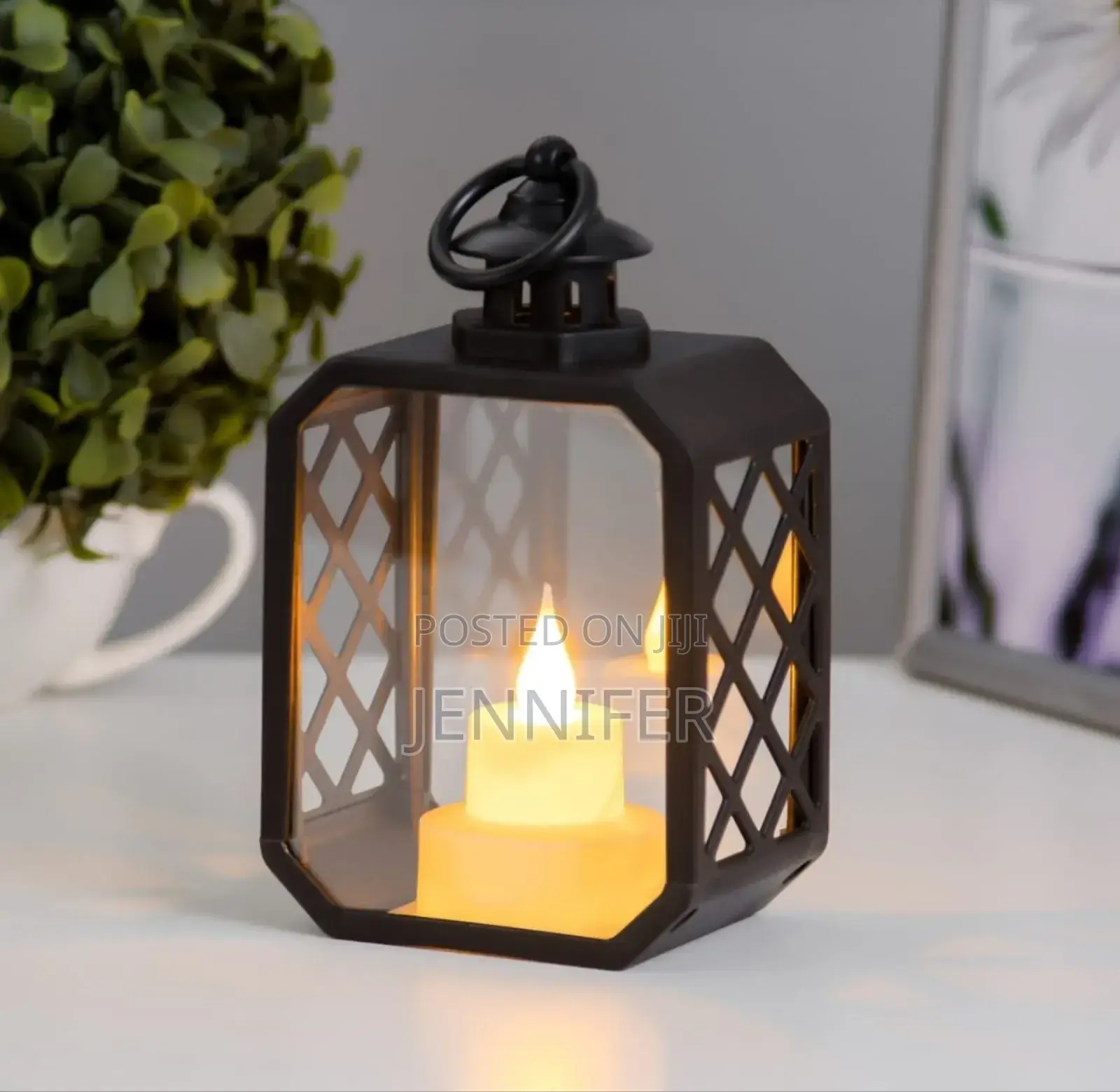 1pc Led Latern With Cross Grids