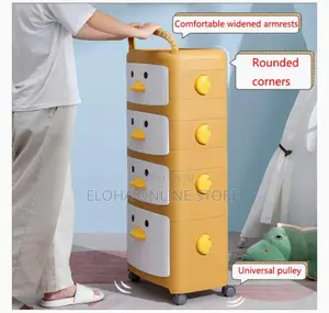 4 Tier Plastic Storage Cabinet With Drawers and Wheels