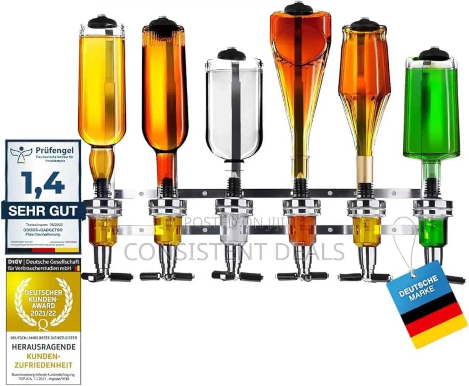 6 Bottle Wall Mounted Bar Butler Liquor Dispenser