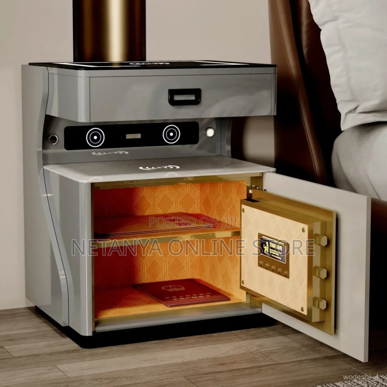 Multifunctional Smart Bedside Table With Safe