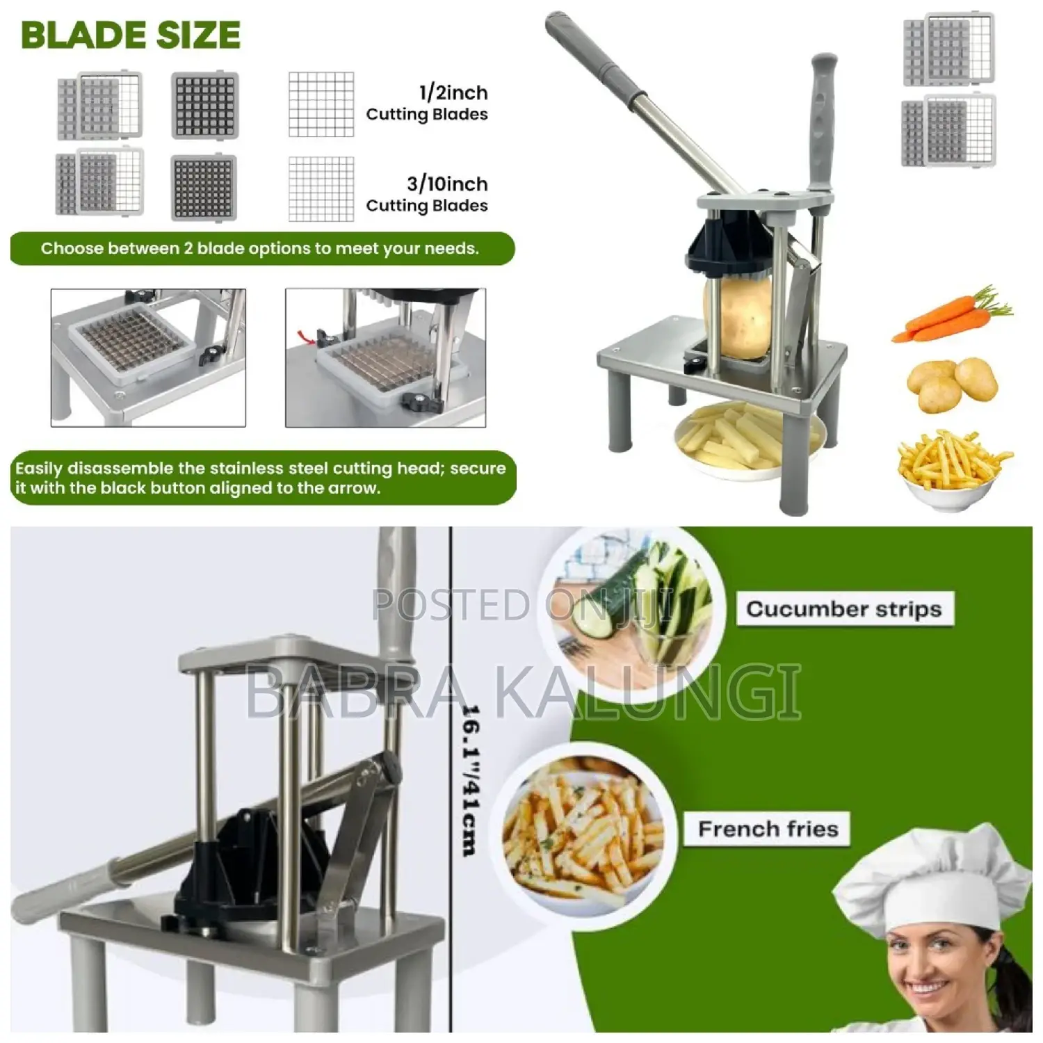 French Fry Cutter for Potatoes With 2 Replacement
