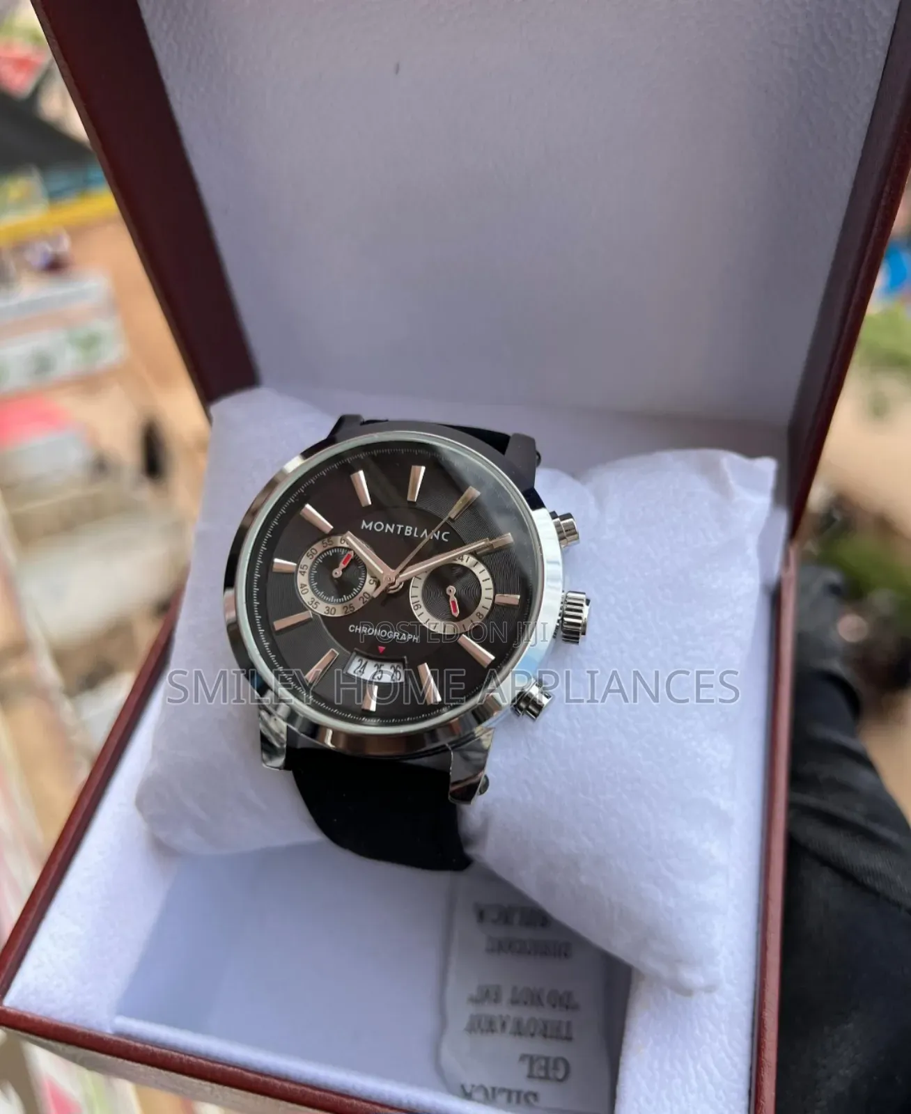 Montblanc Classy Black Silver Watch With Genuine Leather