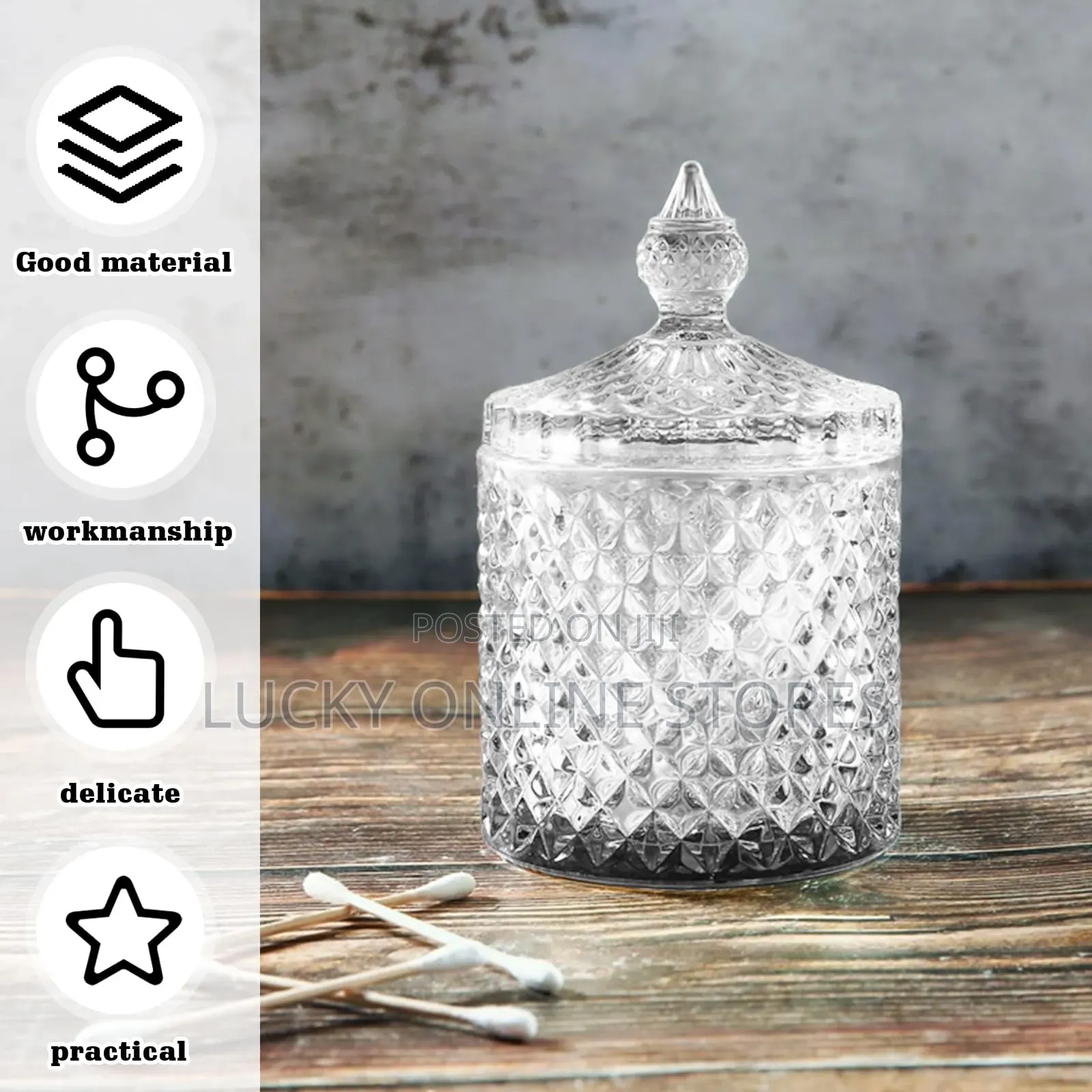 Glass Cotton Buds Container