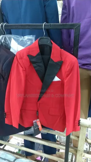 Kids Boys Red Black Slim Fit Men’S Blazer