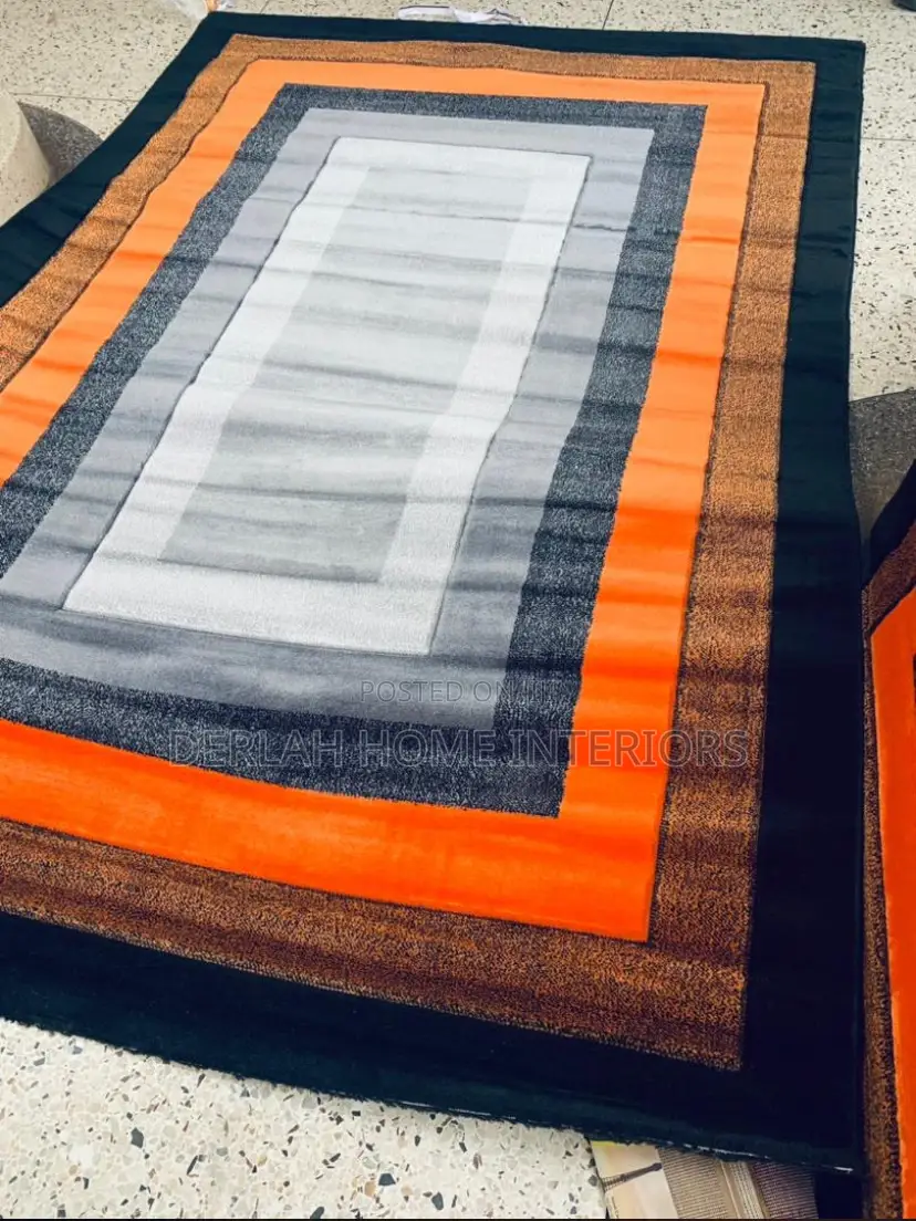 Quality Medium Size Carpet in Orange and Grey