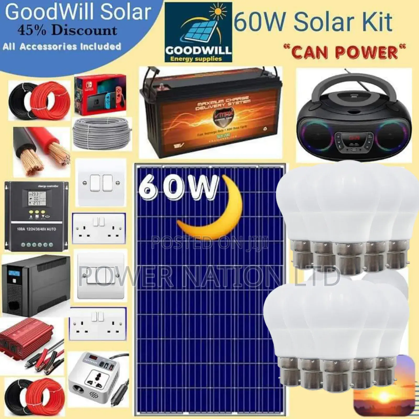 60w German Solar Kit / 60w Solar Energy System Full Kit