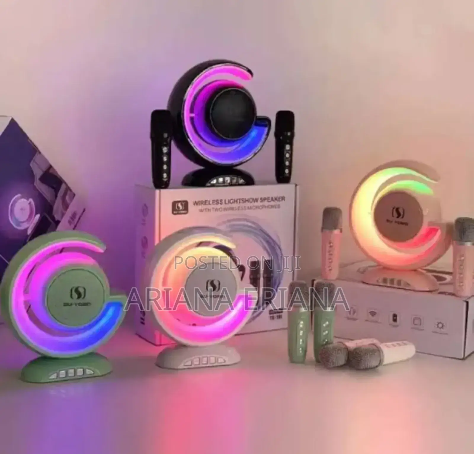 Wireless Light Show Speaker With Two Wireless Microphone