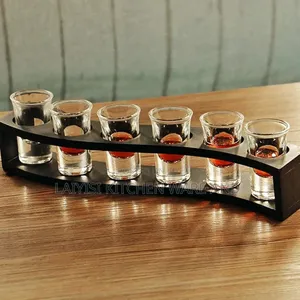 Shot Glass Holder With 6 Glasse Fortequila Whiskey Cocktail