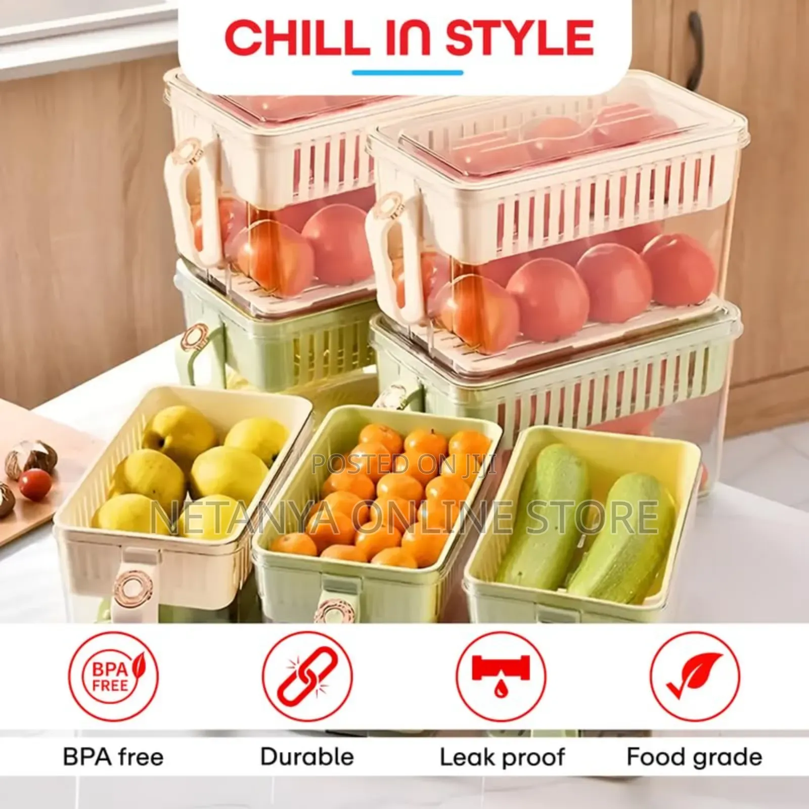 Large Capacity Refrigerator Storage Containers