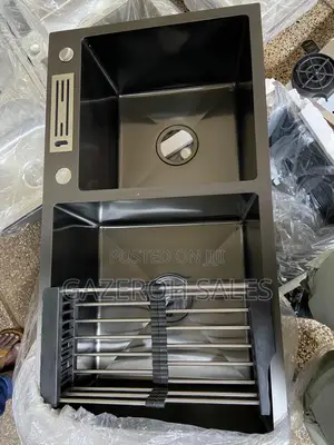 Heavy-Duty Double Bowl Sink With Single Built-in Basket