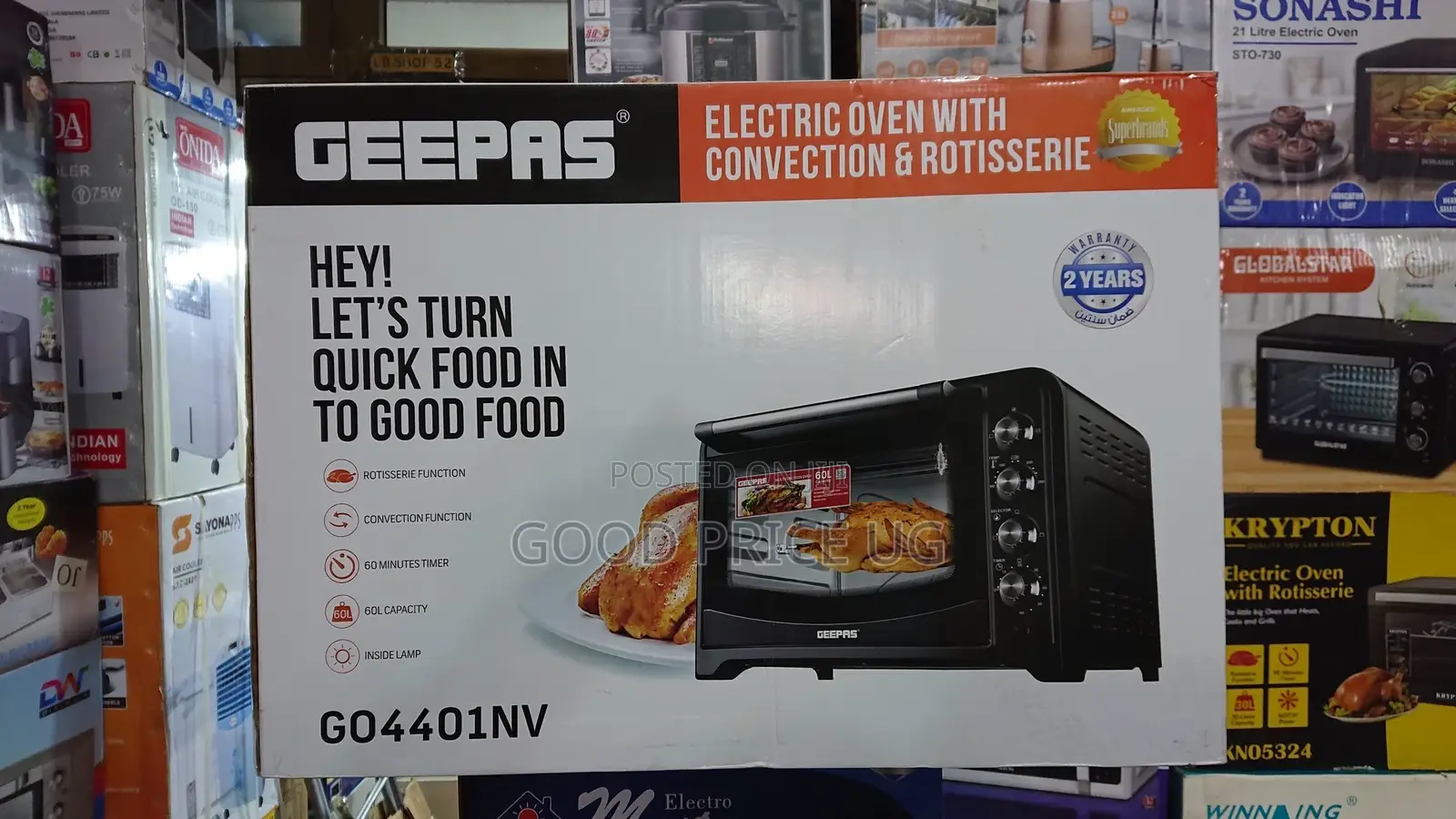Geepas Electric Oven With Convection Rotisserie Go4401nv