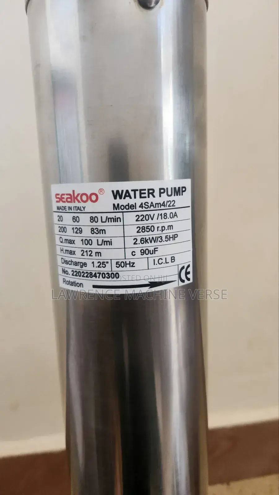 Water Pump 212m Head Maximum 1000m
