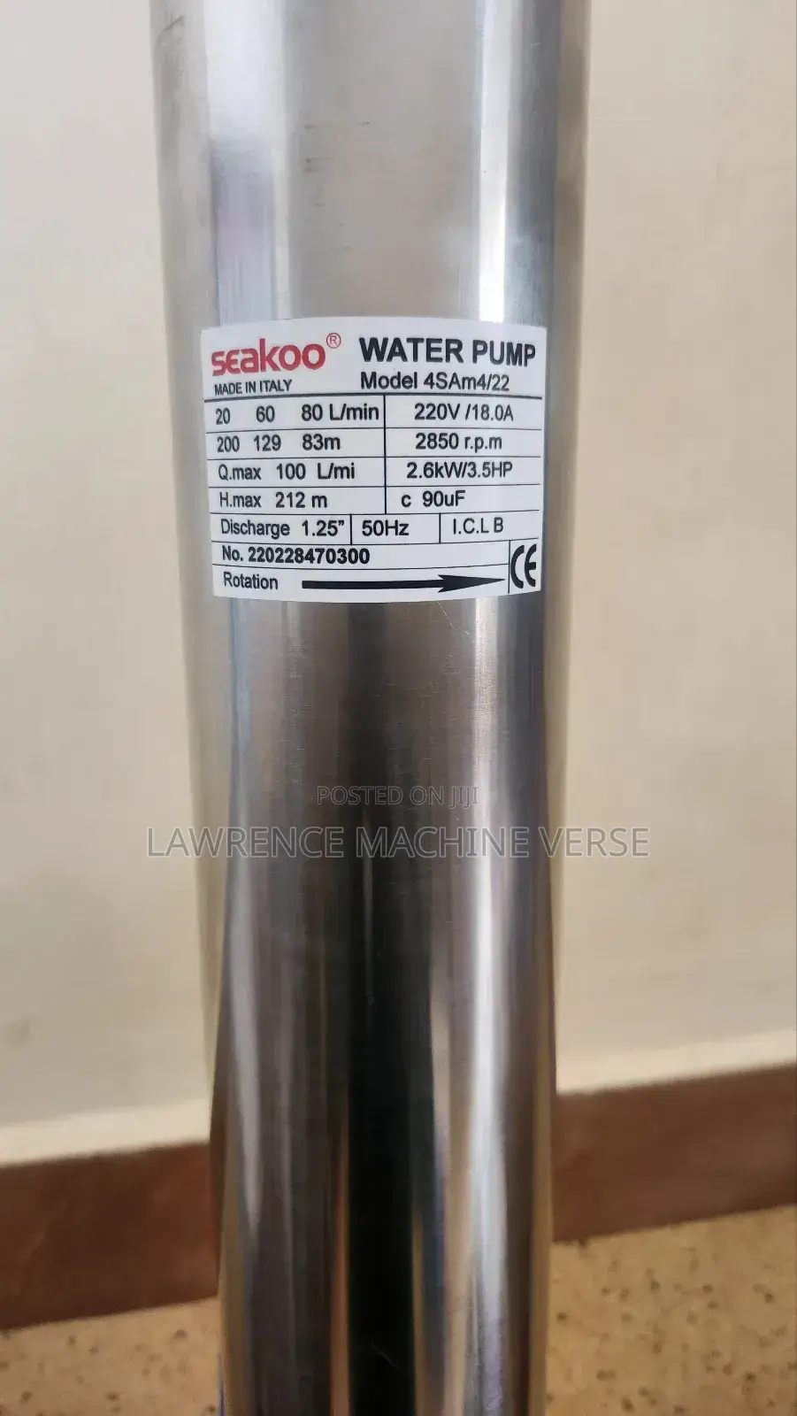 Water Pump 212m Head Maximum 1000m