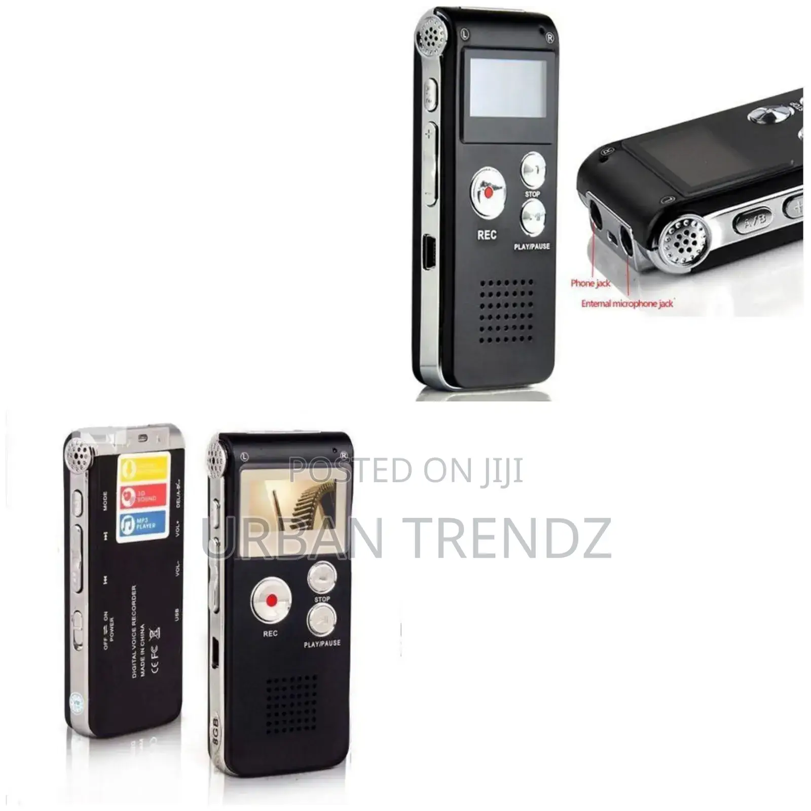 Universal Digital Voice 8GB Portable Recorder MP3- Black