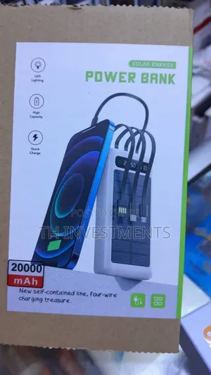 20000mah Solar Power Bank Built in Cable Outdoor Portable