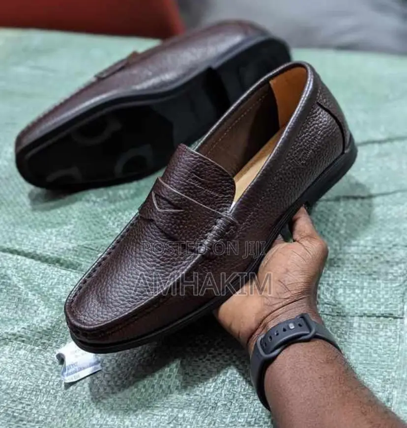 Men's Classic Ferragamo Rough Leather Moccasins in Stock