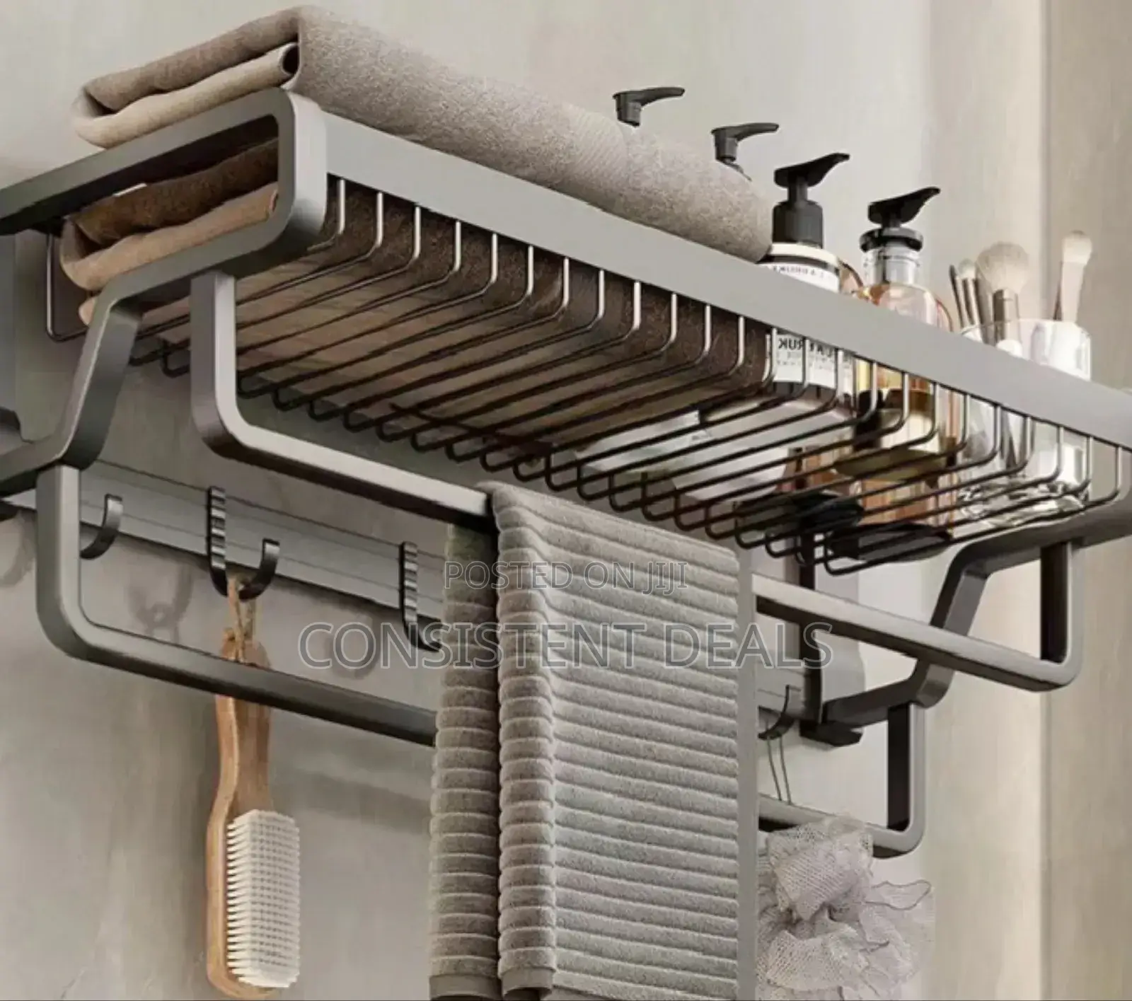 Wall Mounted Towel Storage Bathroom Organizer