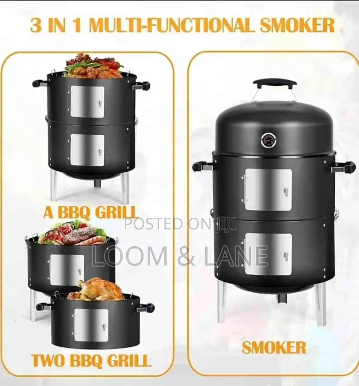 3 in 1 Multifunctional BBQ Grill and Smoker