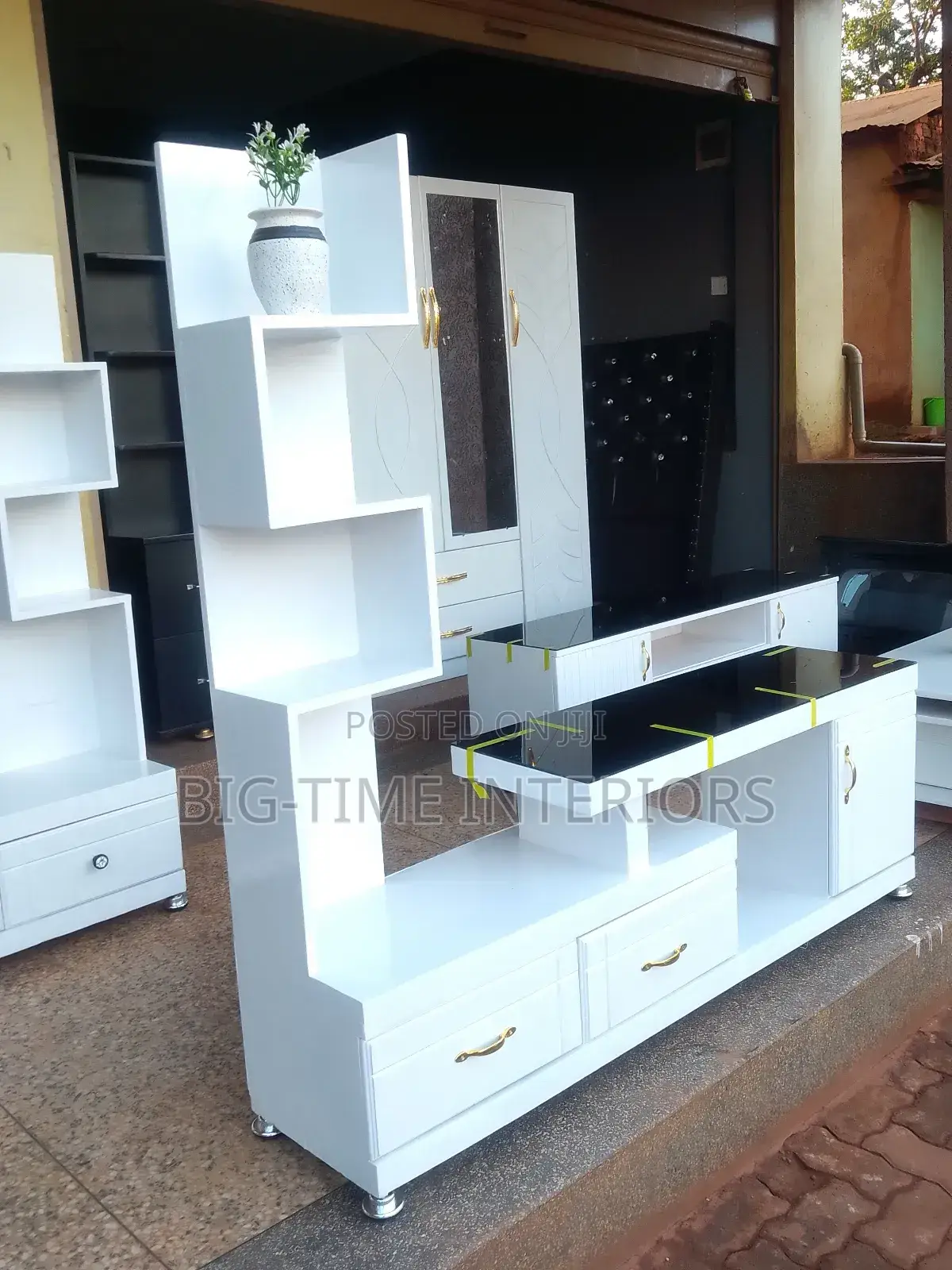 Trendy TV Stand With Shelves