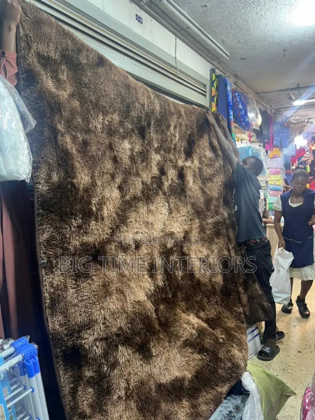Patched Brown Fluffy Center Carpet Large 2*3meters
