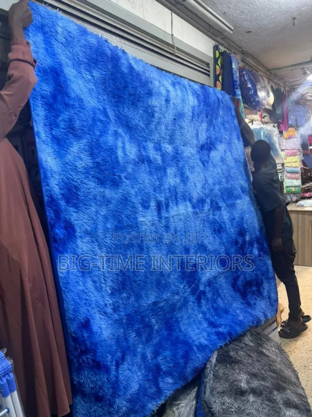Patched Blue Fluffy Center Carpet Large 2*3meters