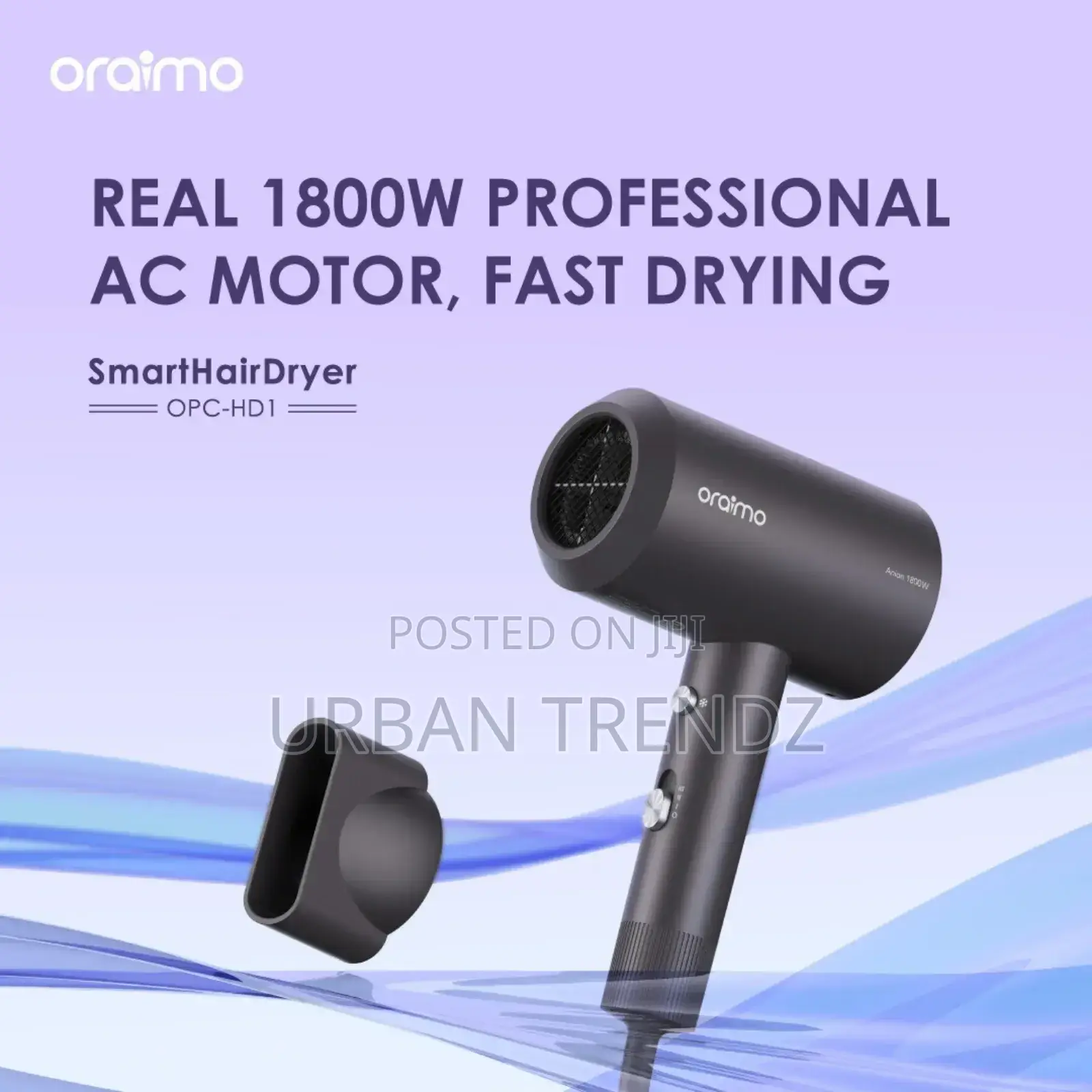 Oraimo Smart Hair Dryer 1800W Negative Ion Hair Dryer -Black